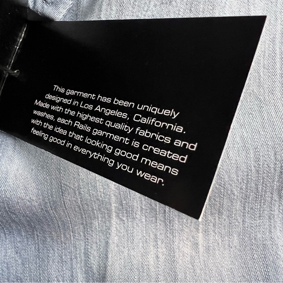 NWT Rails Harper Tencel Collar Button Down Chambray Denim Plaid Long Sleeve Top - Picture 7 of 17